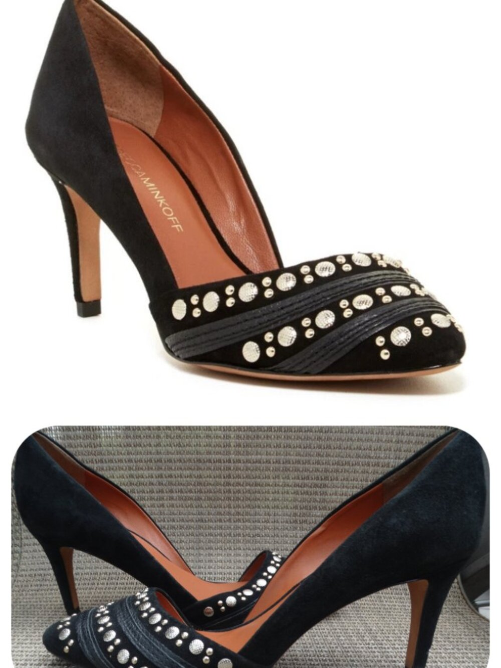 Designer Rebecca Minkoff Brie D'Orsay Beaded Suede 3" Heel Pumps Size 10M